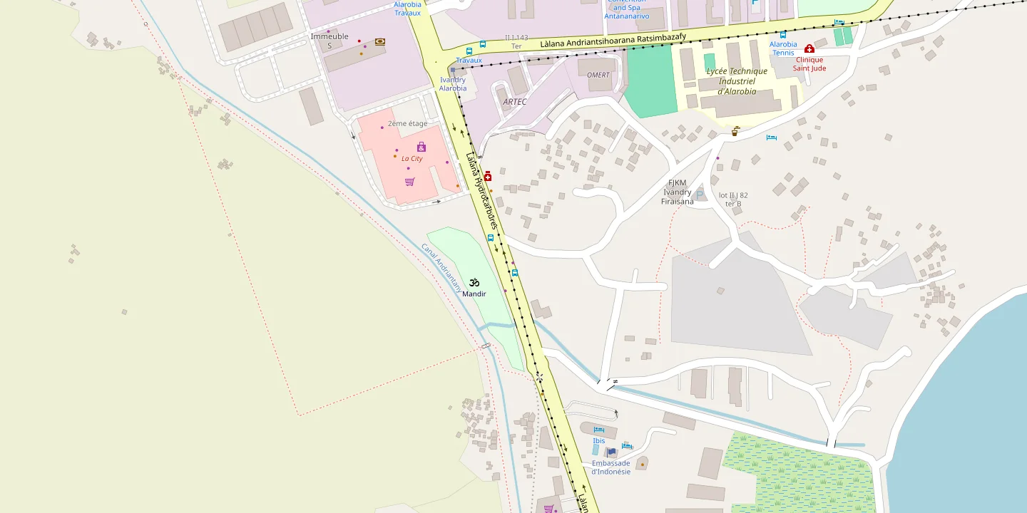 Plan d’Ivandry autour du magasin Colorys, sur la route des Hydrocarbures